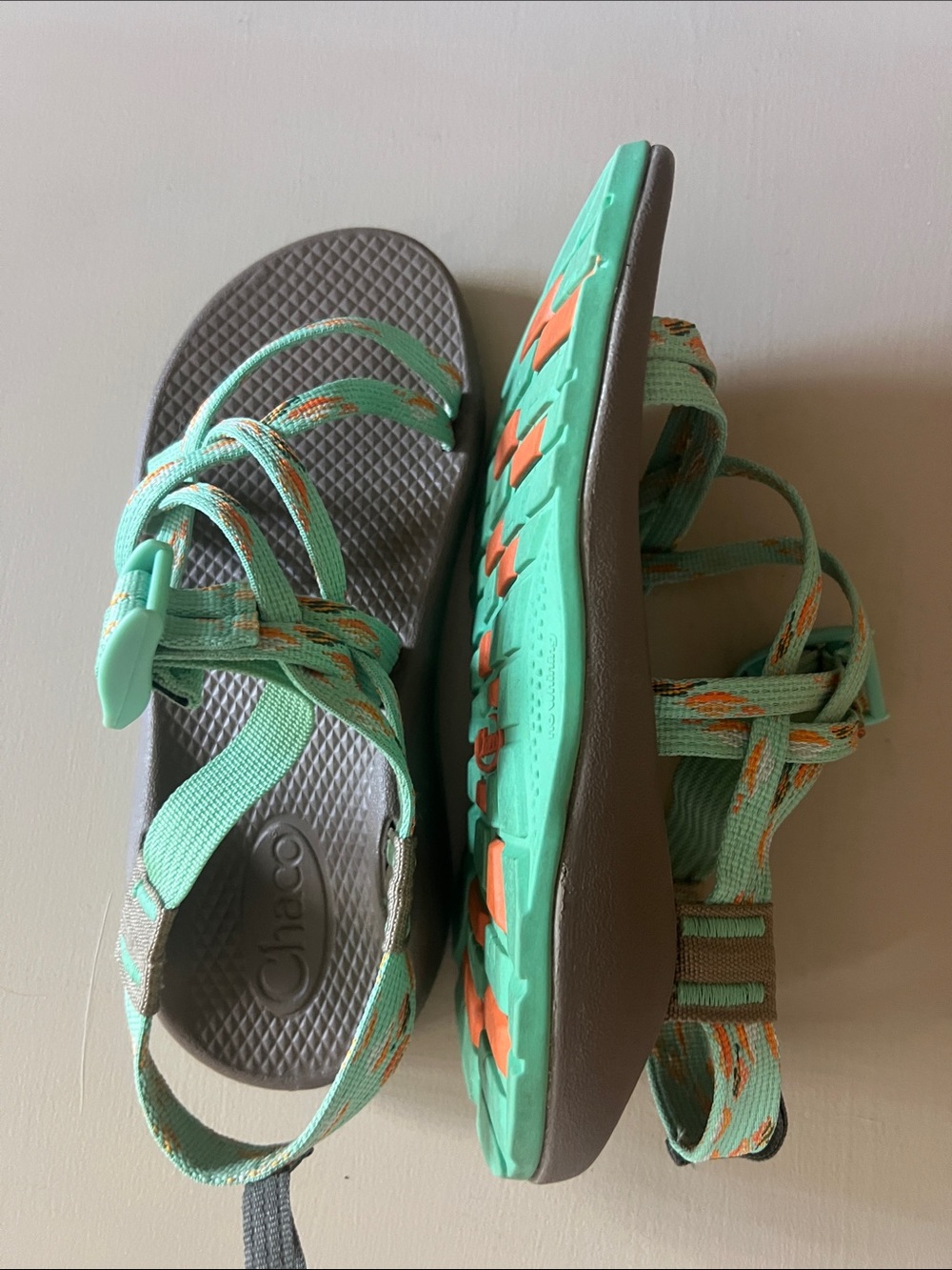 Chaco Women’s Mint and Orange Strappy Sandals